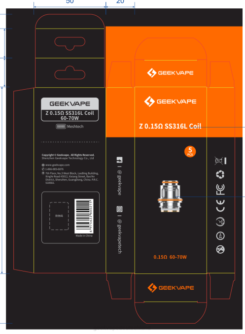 Geekvape 5 Stück/Packung Spule der Z-Serie - Geekvape Verkaufen z025 (doppelt) Ohm 8B6J5